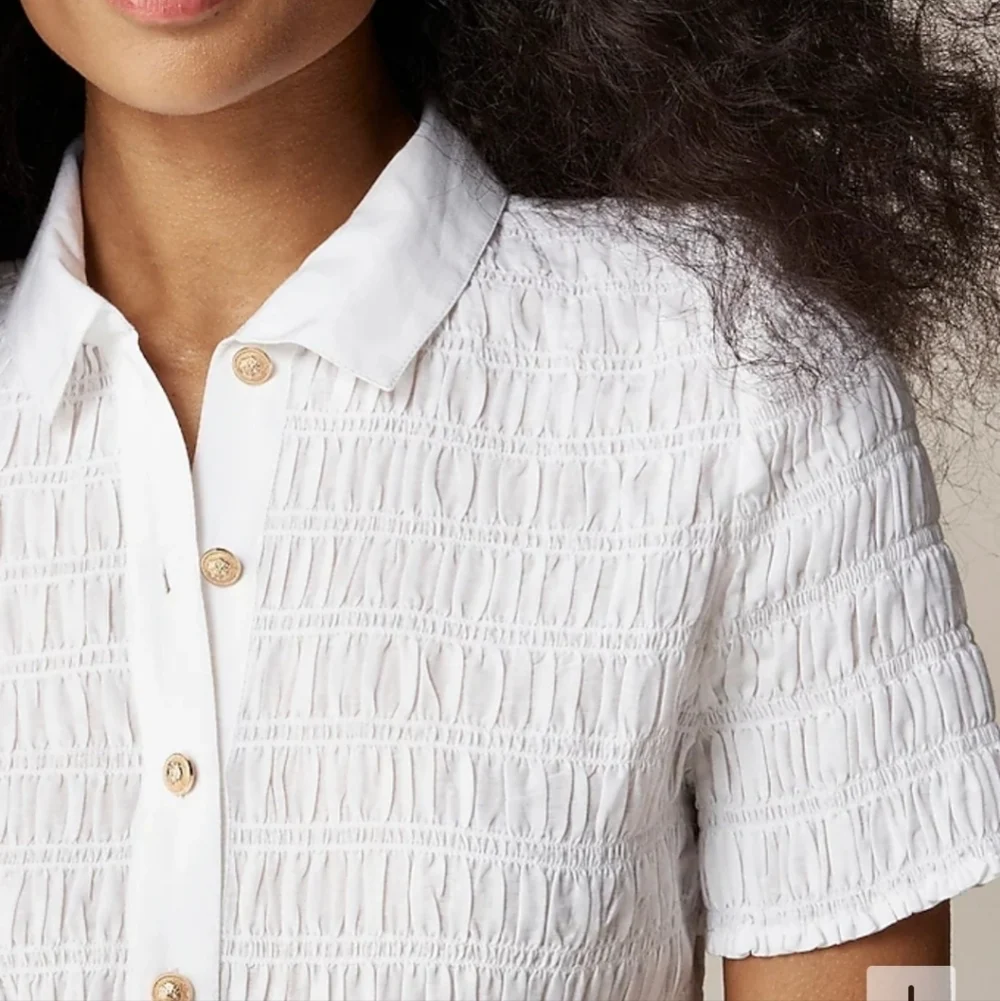J Crew Smocked button-up shirt in cotton-blend voile NWT BU278